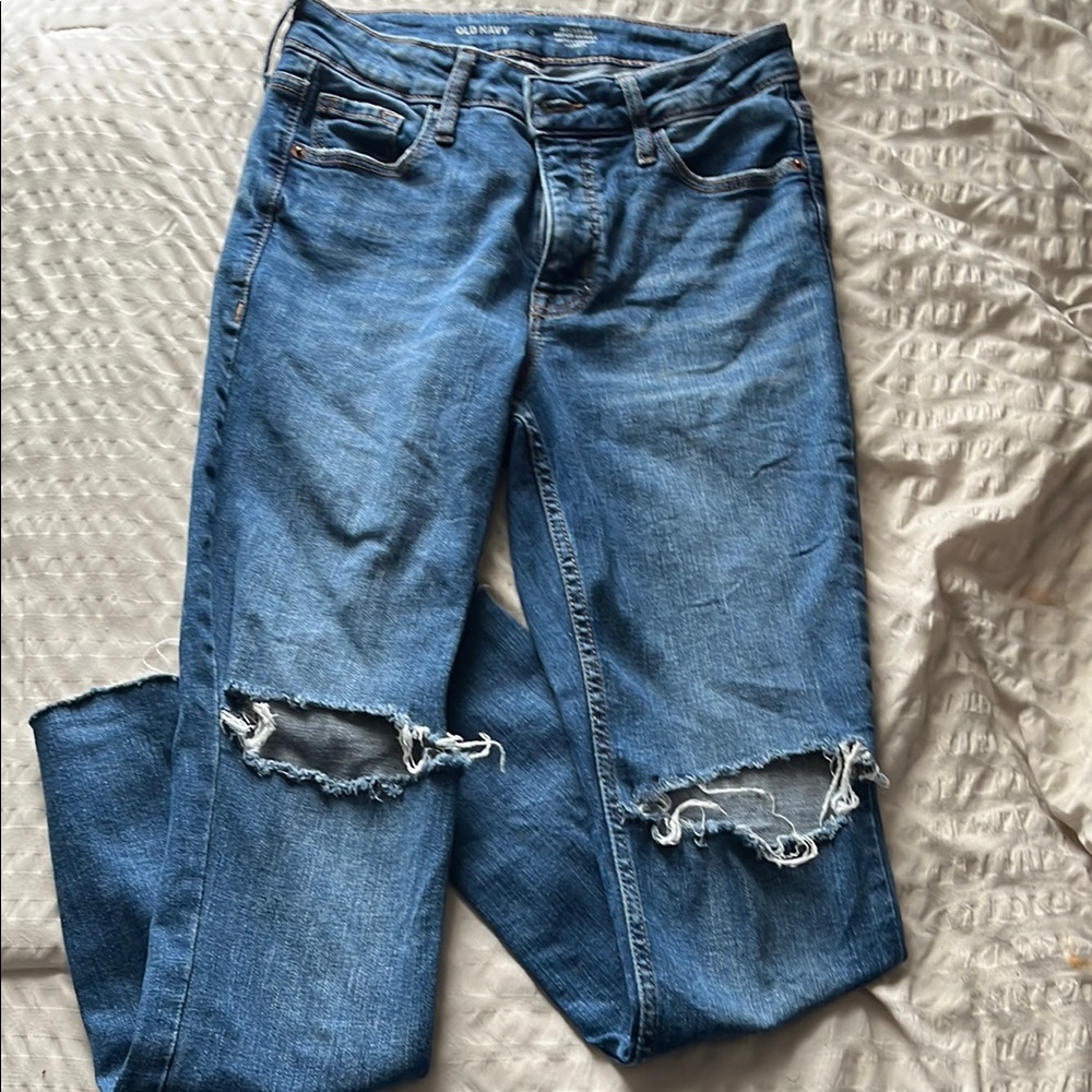 Old Navy Blue Skinny Jeans with Distressed Knees